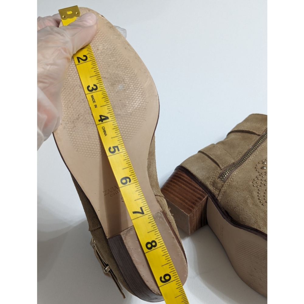 ZARA Suede Studded Ankle Boots With Buckles Women's Size 5 - Picture 13 of 16